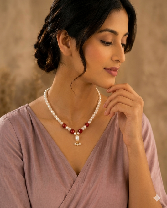 Ruby Red Pearl Mala